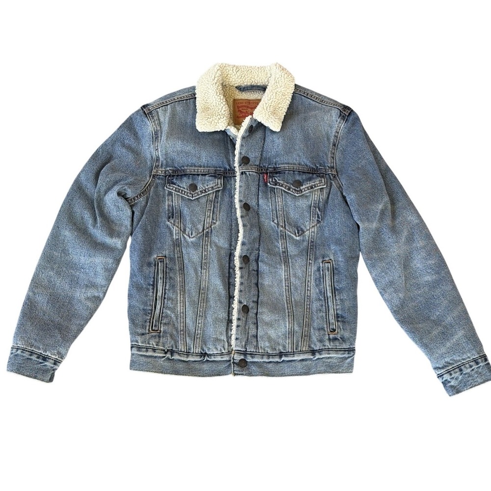Levi's Women's Ex-Boyfriend Sherpa Denim Trucker Jacket Small Blue 16365-0044